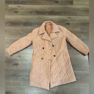 Avec Les Filles, tan/brown coat, quilted look, size small